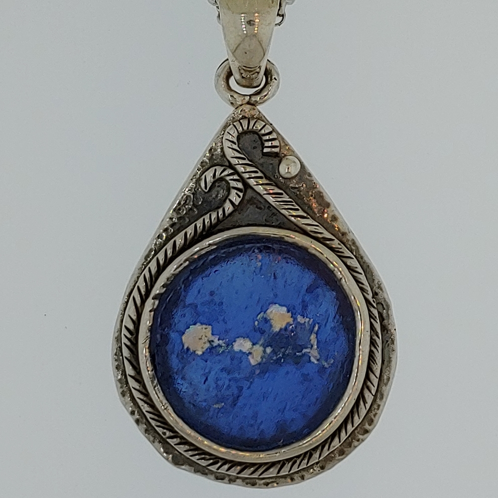 Sterling Silver Roman Glass One Of a Kind Necklace